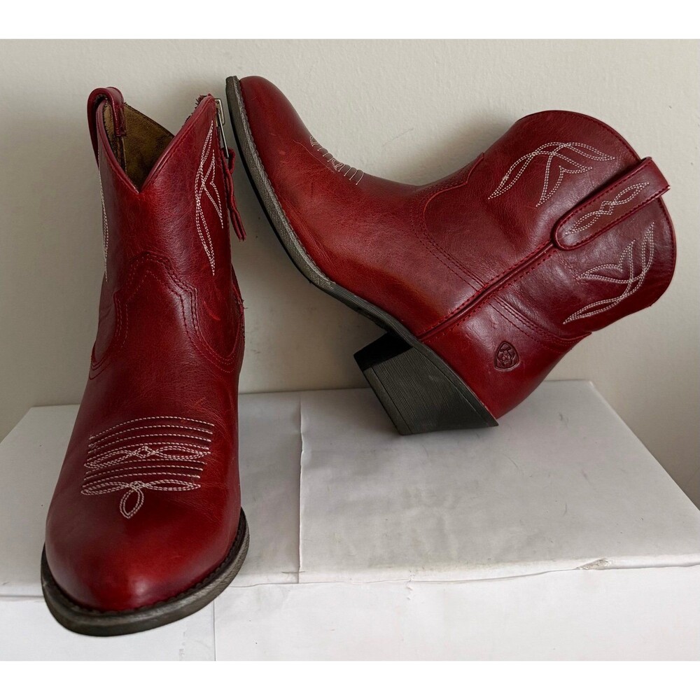 Ariat Women’s Heritage Western Roper Boots Burgundy/Red Leather US 7B
